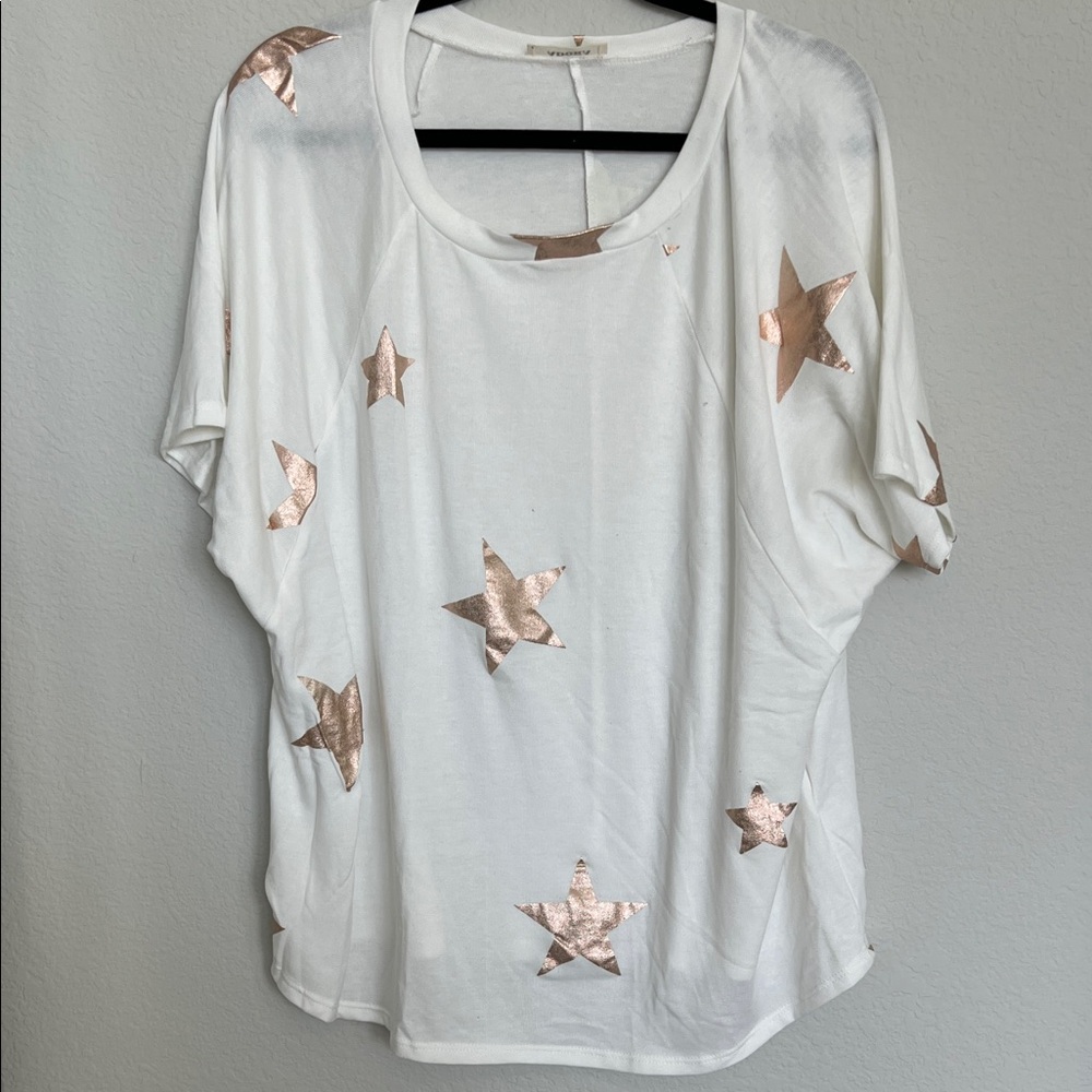 ADORA Off White Metallic Star Top